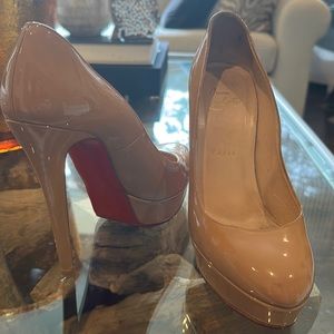 Christian Louboutin Bianca nude platforms, Size 38.5